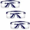 VERSAILLESFR Lunettes De Sécurité,3 PCS Lunettes De Protection Anti-buée Cadres Bleus Lunettes UV Protection Pour Enfants Adultes Avec Lentilles PC Et Plus Epaisses Pour Activités De Plein Air, Versailles