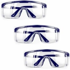 VERSAILLESFR Lunettes De Sécurité,3 PCS Lunettes De Protection Anti-buée Cadres Bleus Lunettes UV Protection Pour Enfants Adultes Avec Lentilles PC Et Plus Epaisses Pour Activités De Plein Air, Versailles