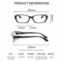 ELLE Lunettes Anti-buée Et Anti-lumière Bleue, Monture De Lunettes Anti-pollen, Miroir Et Anti-poussière, Blanc -Promos Protection des yeux : lunettes et masque Magasin 51376693 5