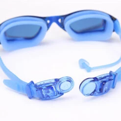 ZHUOXUAN Lunettes De Natation, Lunettes De Natation Anti-Buée Pour Hommes Et Femmes, Bouchons D'oreilles Intégrés Lunettes De Natation Haute Définition,blue