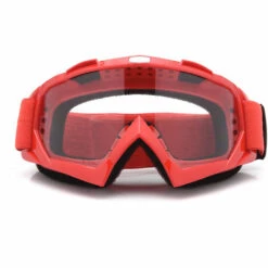 LITZEE Lunettes équitation Coupe-Vent Lunettes Moto Ski Unisexe Plein Air Anti-UV Coupe-Vent Anti-Sable Lunettes Lunettes De Motocross Pour Vélo Hors Route (Lentille Transparente - Monture Rouge)