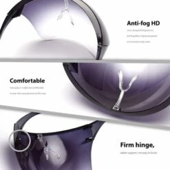 LITZEE Lunettes De Soleil Lunettes De Soleil Avec Couverture Complète Du Visage, Lunettes De Soleil De Protection Multicolores Anti-buée, Visière Légère, Lunettes Mode Pour Hommes Et Femmes,Bleu Double -Promos Protection des yeux : lunettes et masque Magasin 51554046 5