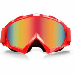 LITZEE Lunettes équitation Coupe-Vent Lunettes Moto Ski Unisexe Plein Air Anti-UV Coupe-Vent Anti-Sable Lunettes Lunettes De Motocross Pour Vélo Hors Route (Lentille Couleur - Monture Rouge)