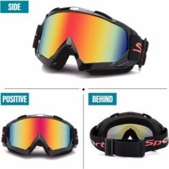LITZEE Lunettes équitation Coupe-Vent Lunettes Moto Ski Unisexe Plein Air Anti-UV Coupe-Vent Anti-Sable Lunettes Lunettes De Motocross Pour Vélo Hors Route (Lentille Couleur - Monture Rouge) -Promos Protection des yeux : lunettes et masque Magasin 51556916 3