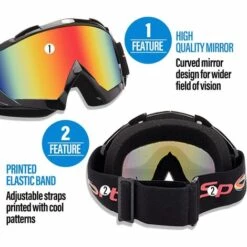 LITZEE Lunettes équitation Coupe-Vent Lunettes Moto Ski Unisexe Plein Air Anti-UV Coupe-Vent Anti-Sable Lunettes Lunettes De Motocross Pour Vélo Hors Route (Lentille Couleur - Monture Rouge) -Promos Protection des yeux : lunettes et masque Magasin 51556916 4