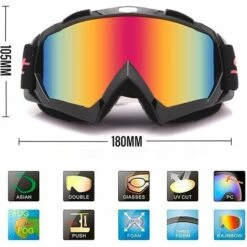 LITZEE Lunettes équitation Coupe-Vent Lunettes Moto Ski Unisexe Plein Air Anti-UV Coupe-Vent Anti-Sable Lunettes Lunettes De Motocross Pour Vélo Hors Route (Lentille Couleur - Monture Rouge) -Promos Protection des yeux : lunettes et masque Magasin 51556916 5