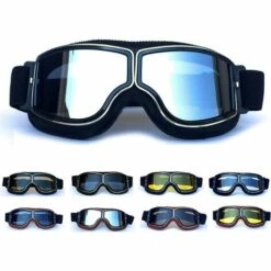 LITZEE Lunettes De Moto Biker Cyclisme Ski Cruisern Aviator Cruiser Jet Lunettes De Protection Masques De Moto Vespa Vintage Biker Oldtimer Scooter Harley Chopper A -Promos Protection des yeux : lunettes et masque Magasin 51556943 5