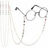 BRIDAY 2 Pièces Femmes Lunettes Perlées Chaîne Couleur Lunettes Perlées Chaîne Lunettes Longe