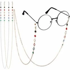 BRIDAY 2 Pièces Femmes Lunettes Perlées Chaîne Couleur Lunettes Perlées Chaîne Lunettes Longe