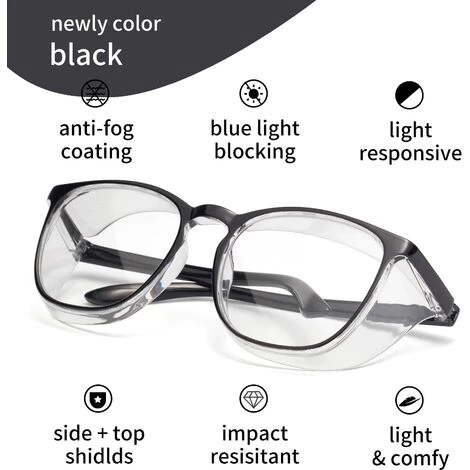 BRIDAY Femmes Anti-buée Carré Lunettes De Sécurité Hommes Anti-rayures Lentille Anti-lumière Bleue Sangle Lunettes Lunettes 2 BRIDAY Femmes Anti-buée Carré Lunettes De Sécurité Hommes Anti-rayures Lentille Anti-lumière Bleue Sangle Lunettes Lunettes – Image 2