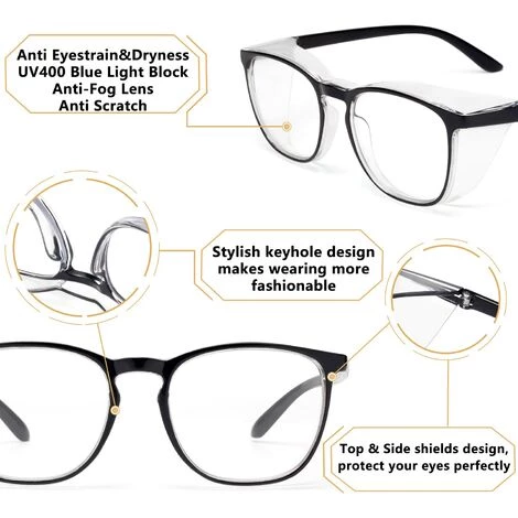 BRIDAY Femmes Anti-buée Carré Lunettes De Sécurité Hommes Anti-rayures Lentille Anti-lumière Bleue Sangle Lunettes Lunettes 4 BRIDAY Femmes Anti-buée Carré Lunettes De Sécurité Hommes Anti-rayures Lentille Anti-lumière Bleue Sangle Lunettes Lunettes – Image 4