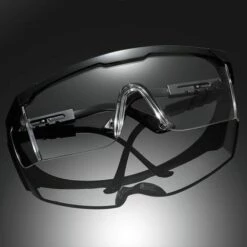 THSINDE Lunettes De Sécurité Réglables Pliables Unisexes Anti-buée Anti-poussière Coupe-vent Lunettes De Laboratoire Lentille PC Transparente, Noir