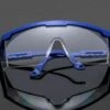 THSINDE Lunettes De Sécurité Réglables Pliables Unisexes Anti-buée Anti-poussière Coupe-vent Lunettes De Laboratoire Lentille PC Transparente, Bleu