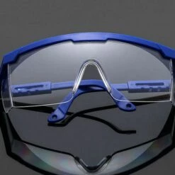 THSINDE Lunettes De Sécurité Réglables Pliables Unisexes Anti-buée Anti-poussière Coupe-vent Lunettes De Laboratoire Lentille PC Transparente, Bleu -Promos Protection des yeux : lunettes et masque Magasin 53346467 3