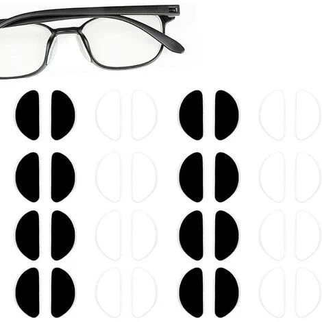 ALMI 16 Paires Plaquettes De Nez à Lunettes Adhésives, Plaquettes De Lunettes En Silicone Antidérapant En Forme De D, Plaquettes De Nez Pour Lunettes De Soleil Adhésives (1mm Noir Et Transparent) 1 ALMI 16 Paires Plaquettes De Nez à Lunettes Adhésives, Plaquettes De Lunettes En Silicone Antidérapant En Forme De D, Plaquettes De Nez Pour Lunettes De Soleil Adhésives (1mm Noir Et Transparent)