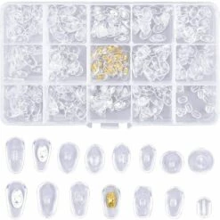 ALMI 150 Paires Coussinets De Nez Pour Lunettes,Plaquettes De Lunettes En Silicone Souple Antidérapant, Plaquettes De Lunettes à Visser. Plaquettes De Lunettes à Enfoncer(Transparent, 15 Styles)