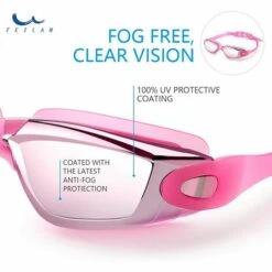 ALMI Lunettes De Natation Sans Fuite, Anti-buée Et Protection UV - Boîtier De Protection - Pince-Nez - Bouchons D’Oreilles Pour Adulte Et Enfants -Promos Protection des yeux : lunettes et masque Magasin 54463800 3