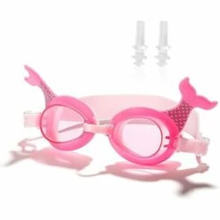 ALMI Lunettes De Natation Pour Enfants, Lunettes De Piscine Anti Buée Aucune Fuite Anti-UV Avec Bouchons D'oreilles, Lunettes De Natation Dessin Animé Mignon Pour Garçons Et Filles Junior 3-15 Ans