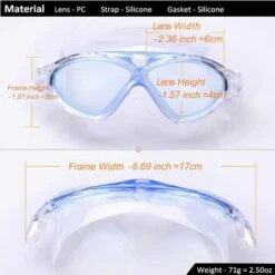 TINOR Lunettes De Natation,Lunettes De Piscine Adultes Transparents Antibuée Etanches Protection UV Réglables Vision 180 Degrés - Idéales Pour Hommes Et Femmes -Promos Protection des yeux : lunettes et masque Magasin 54497244 3