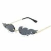 ILOVEMILAN Lunettes De Soleil Lunettes Sans Monture Lunettes En Forme De Feu Lunettes Pour La Fête (gris)