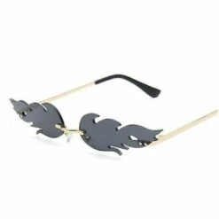 ILOVEMILAN Lunettes De Soleil Lunettes Sans Monture Lunettes En Forme De Feu Lunettes Pour La Fête (gris)