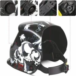 Homfa Masque De Soudage, Masque De Soudure Auto Assombrissement Solaire, DIN 9-13, Grand Champ De Vision, 5 Verres De Protection, Pour MIG / MAG / TIG / Soudage L'Arc (Crâne) -Promos Protection des yeux : lunettes et masque Magasin 55165753 5