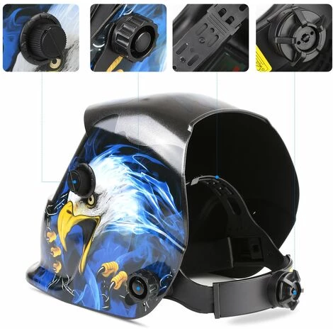 Homfa Masque De Soudage, Masque De Soudure Auto Assombrissement Solaire, DIN 9-13, Grand Champ De Vision, 5 Verres De Protection, Pour MIG / MAG / TIG / Soudage L'Arc (Aigle Américain) 3 Homfa Masque De Soudage, Masque De Soudure Auto Assombrissement Solaire, DIN 9-13, Grand Champ De Vision, 5 Verres De Protection, Pour MIG / MAG / TIG / Soudage L'Arc (Aigle Américain) – Image 3