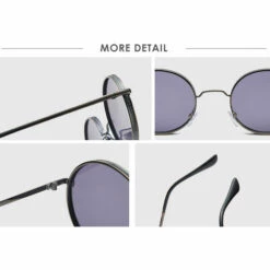 ILOVEMILAN Lunettes De Soleil Rondes Homme Vintage Lunette De Soleil Femme Polarisée Rétro Classique John Lennon Hippie Steampunk UV400(grey/noir)