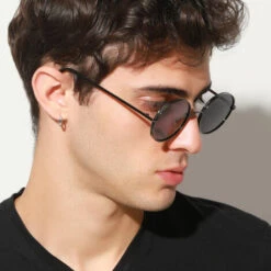 ILOVEMILAN Lunettes De Soleil Rondes Homme Vintage Lunette De Soleil Femme Polarisée Rétro Classique John Lennon Hippie Steampunk UV400(grey/noir) -Promos Protection des yeux : lunettes et masque Magasin 55524052 3