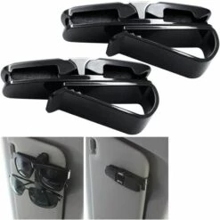 PERLE RARE Lot De 2 Porte-Lunettes Pour Pare-Soleil, Avec Clip Pour Lunettes De Soleil Ou Cartes, Noir -Promos Protection des yeux : lunettes et masque Magasin 55607502 4