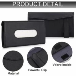PERLE RARE Boîte De Mouchoirs Pour Pare-Soleil De Voiture, Voiture En Cuir Accessoires De Pare-Soleil Porte-Papier Mouchoir Clip, Conteneurs De Stockage De Mouchoirs En Cuir (Noir) -Promos Protection des yeux : lunettes et masque Magasin 55607822 3