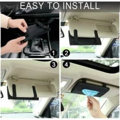 PERLE RARE Boîte De Mouchoirs Pour Pare-Soleil De Voiture, Voiture En Cuir Accessoires De Pare-Soleil Porte-Papier Mouchoir Clip, Conteneurs De Stockage De Mouchoirs En Cuir (Noir) -Promos Protection des yeux : lunettes et masque Magasin 55607822 4