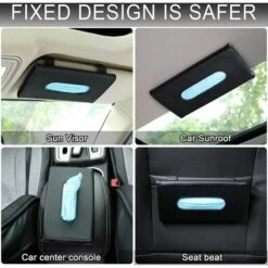 PERLE RARE Boîte De Mouchoirs Pour Pare-Soleil De Voiture, Voiture En Cuir Accessoires De Pare-Soleil Porte-Papier Mouchoir Clip, Conteneurs De Stockage De Mouchoirs En Cuir (Noir) -Promos Protection des yeux : lunettes et masque Magasin 55607822 5