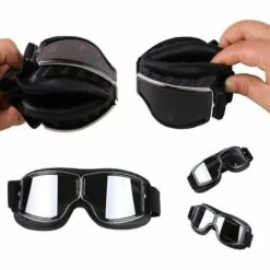 CADEAUX Lunettes De Moto Harley De Style Rétro, Lunettes Tout-terrain Coupe-vent Pour L'extérieur (marron + Argent) -Promos Protection des yeux : lunettes et masque Magasin 55762086 3