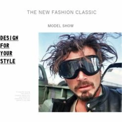 CADEAUX Lunettes De Moto Vintage Lunettes D'aviateur Pliables Avec Lentilles Antibuée Sangle Réglable Cadre Marron Lentille Claire -Promos Protection des yeux : lunettes et masque Magasin 56054839 3