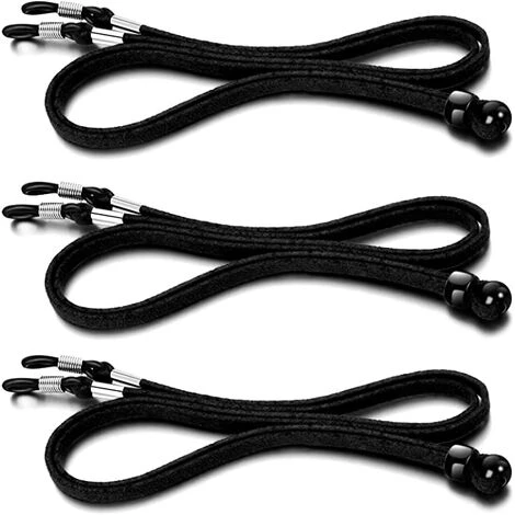 PERLE RARE 3 Pièces Sangle De Lunettes PU Corde De Lunettes Pour Lunettes De Sport Et Lunettes De Soleil, Noir 1 PERLE RARE 3 Pièces Sangle De Lunettes PU Corde De Lunettes Pour Lunettes De Sport Et Lunettes De Soleil, Noir