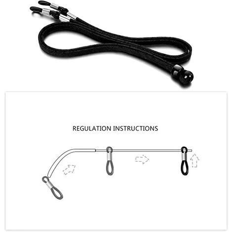 PERLE RARE 3 Pièces Sangle De Lunettes PU Corde De Lunettes Pour Lunettes De Sport Et Lunettes De Soleil, Noir 5 PERLE RARE 3 Pièces Sangle De Lunettes PU Corde De Lunettes Pour Lunettes De Sport Et Lunettes De Soleil, Noir – Image 5