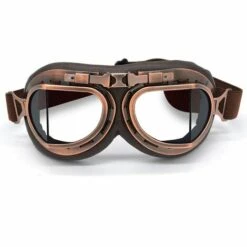 CADEAUX Lunettes De Motocross, Steampunk Vintage Aviateur Style Pilote Moto Cruiser Scooter Goggle Biker Racer Cruiser Touring Casque Demi Casque (Copper, Clear)