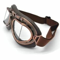CADEAUX Lunettes De Motocross, Steampunk Vintage Aviateur Style Pilote Moto Cruiser Scooter Goggle Biker Racer Cruiser Touring Casque Demi Casque (Copper, Clear) -Promos Protection des yeux : lunettes et masque Magasin 56381593 3