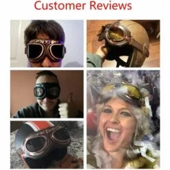 CADEAUX Lunettes De Motocross, Steampunk Vintage Aviateur Style Pilote Moto Cruiser Scooter Goggle Biker Racer Cruiser Touring Casque Demi Casque (Copper, Clear) -Promos Protection des yeux : lunettes et masque Magasin 56381593 4