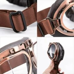 CADEAUX Lunettes De Motocross, Steampunk Vintage Aviateur Style Pilote Moto Cruiser Scooter Goggle Biker Racer Cruiser Touring Casque Demi Casque (Copper, Clear) -Promos Protection des yeux : lunettes et masque Magasin 56381593 5