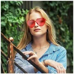 ILOVEMILAN Lunettes De Soleil Sans Monture En Forme De Coeur Lunettes Sans Cadre Transparentes De Couleur Bonbon (rouge) -Promos Protection des yeux : lunettes et masque Magasin 56627377 3