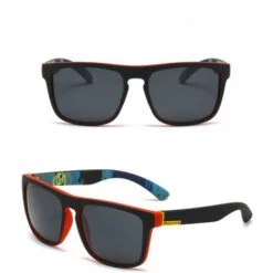 DONTODENT Lunette De Soleil Pour Polarisées Grande Carré Anti-éblouissement Anti-Reflet Anti UVA UVB - Feuille Grise Cadre Rouge Noir