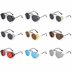 DONTODENT Lunettes De Soleil Rondes Steampunk Pour Lunettes Rétro Pour Hommes Et Femmes - Cadre Noir Plaque Noire Et Grise -Promos Protection des yeux : lunettes et masque Magasin 58157643 3