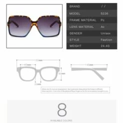 Nouvelle Mode Lunettes De Soleil Rétro Ins Lunettes De Soleil Carrées à Grand Cadre (Powder Frame Gradual Powder 1PCS) -Promos Protection des yeux : lunettes et masque Magasin 58743958 2