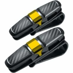 CADEAUX Lot De 2 Porte-Lunettes Pour Pare-Soleil, Avec Clip Pour Lunettes De Soleil Ou Cartes, Noir + D'or