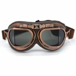 BARES Lunettes De Motocross, Steampunk Vintage Aviateur Style Pilote Moto Cruiser Scooter Goggle Biker Racer Cruiser Touring Casque Demi Casque (Copper, Smoke)