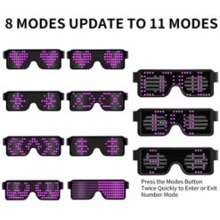 LUCKY-88 Lunettes Lumineuses à Led Lunettes à Affichage Dynamique Stores à Led L Lunettes Accessoires De Fête (lumière Rose) -Promos Protection des yeux : lunettes et masque Magasin 60111972 3