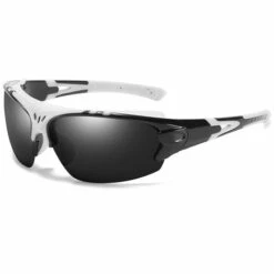 ELLE Lunette De Sport Polarisées Homme Cyclisme Lunette VTT Protection Lunette De Soleil Noir Pour Vélo Pêche Course Conduite Avec(monture Blanche, Verres Noirs Et Gris)