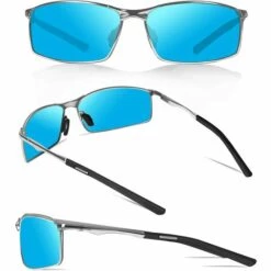 ROSIER Lunettes De Soleil Hommes Lunettes De Sport Polarisées - Lunettes De Conduite Avec Monture En Métal Pour Hommes Et Femmes——VEBTles -Promos Protection des yeux : lunettes et masque Magasin 60691899 3